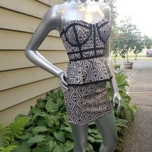 NWT Black and White Bebe Bodycon Peplum Dress
